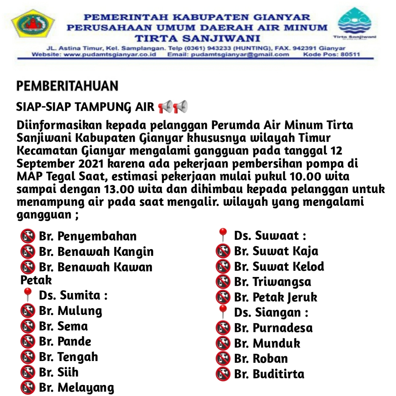 Info berita,Layanan PDAM,Kegiatan PDAM,gangguan layanan pdam,Berita PDAM,PERUMDA AMTS,PERUMDA AMTS Kabupaten Gianyar